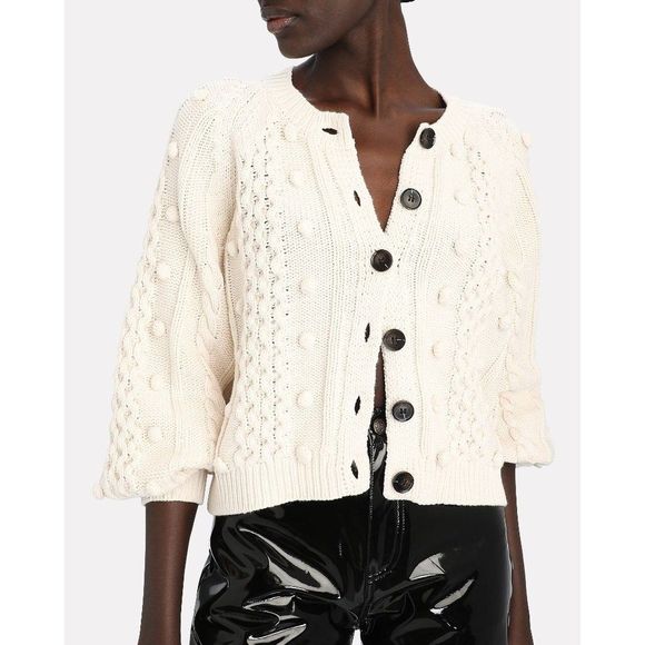 THE GREAT. Sweaters - The Great. The Mountainside Cotton-Blend Cardigan Sweater Cream Knit Chunky NWT